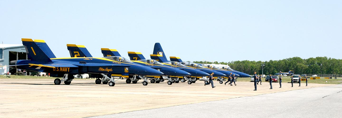 Thunderbirds on Tarmac at Millville Executive Airport Preparing for an Airshow to benefit the Millville Army Airfield Museum